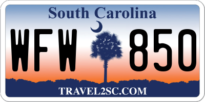 SC license plate WFW850