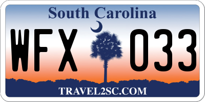SC license plate WFX033