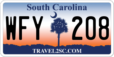SC license plate WFY208