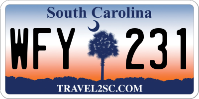 SC license plate WFY231