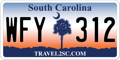SC license plate WFY312