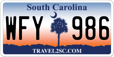 SC license plate WFY986
