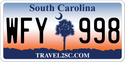 SC license plate WFY998