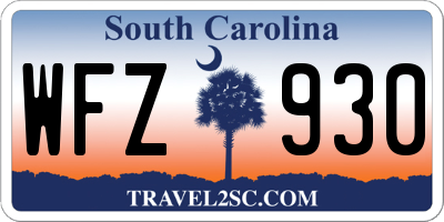 SC license plate WFZ930