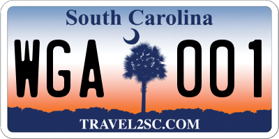 SC license plate WGA001