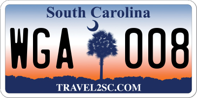 SC license plate WGA008