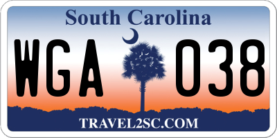SC license plate WGA038