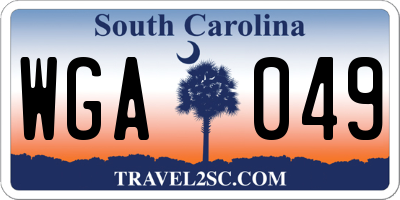 SC license plate WGA049