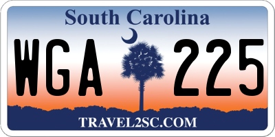 SC license plate WGA225