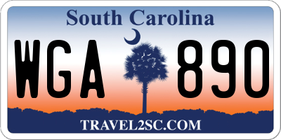 SC license plate WGA890