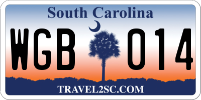 SC license plate WGB014