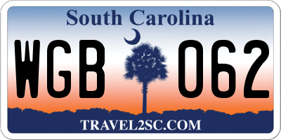 SC license plate WGB062