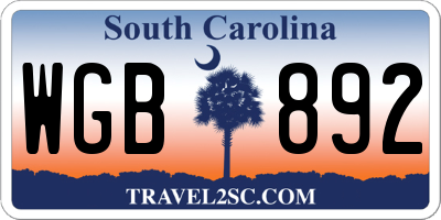 SC license plate WGB892