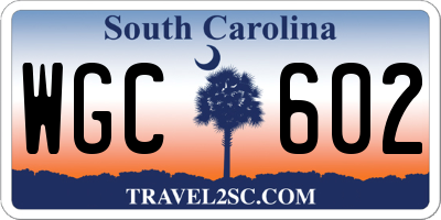 SC license plate WGC602