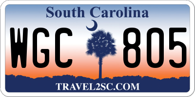 SC license plate WGC805