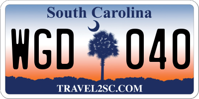 SC license plate WGD040