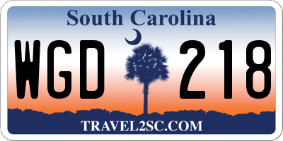 SC license plate WGD218