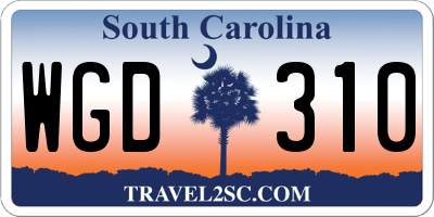 SC license plate WGD310