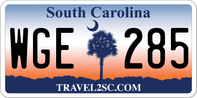 SC license plate WGE285