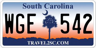 SC license plate WGE542