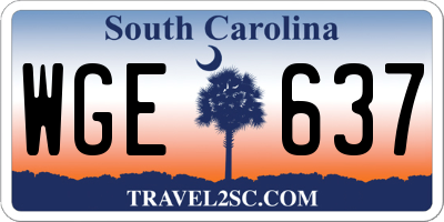 SC license plate WGE637