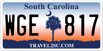 SC license plate WGE817