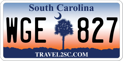 SC license plate WGE827