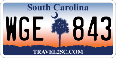 SC license plate WGE843