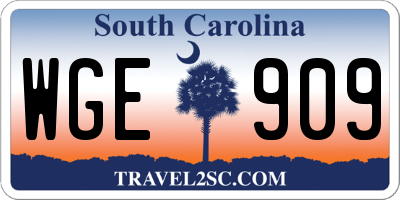 SC license plate WGE909