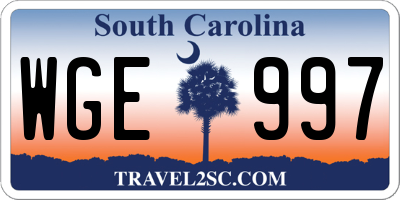 SC license plate WGE997