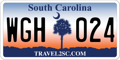 SC license plate WGH024