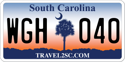 SC license plate WGH040