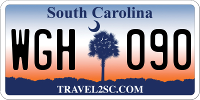 SC license plate WGH090