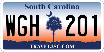 SC license plate WGH201