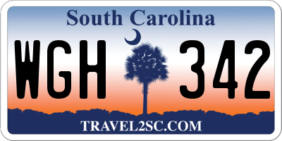 SC license plate WGH342