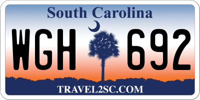 SC license plate WGH692