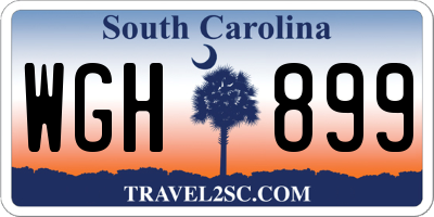 SC license plate WGH899