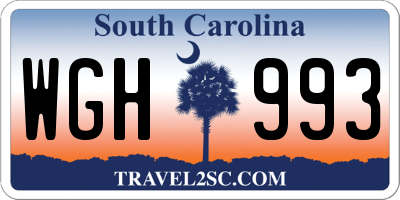 SC license plate WGH993