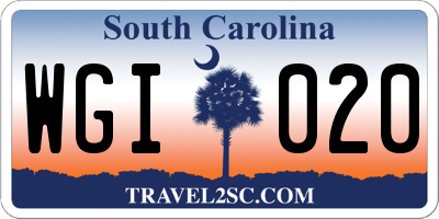SC license plate WGI020