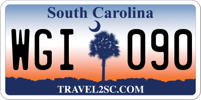SC license plate WGI090