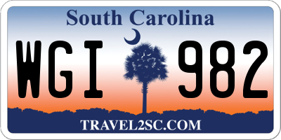 SC license plate WGI982