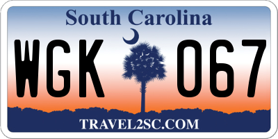 SC license plate WGK067