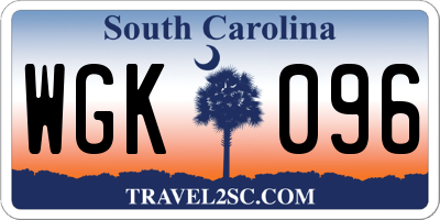 SC license plate WGK096