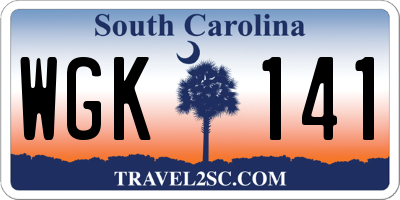 SC license plate WGK141
