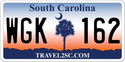 SC license plate WGK162