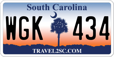 SC license plate WGK434