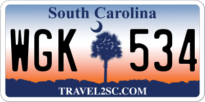 SC license plate WGK534