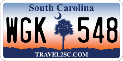 SC license plate WGK548