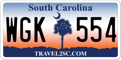 SC license plate WGK554