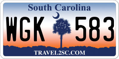 SC license plate WGK583